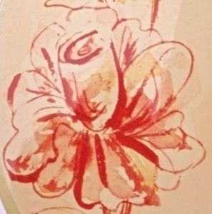 Serigraphy Rose Print Resin Brooch, circa 1970s